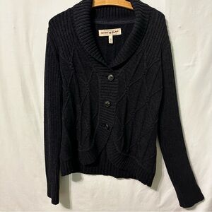 VTG GH Bass Heritage Navy Cable Knit 3 Button Cardigan Sweater Womens Sz Medium